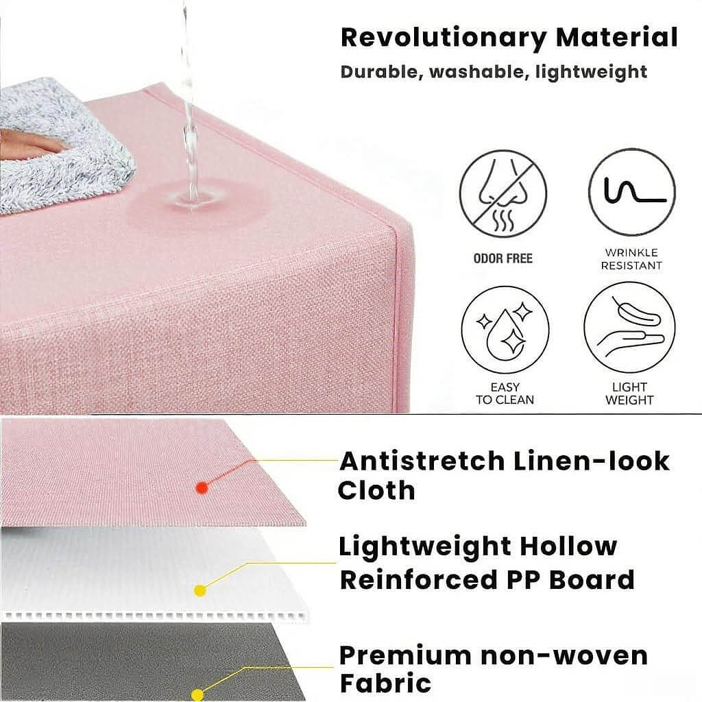 Fabric Cube Storage Boxes – Pink/Cream White, Foldable Storage Box - Image 46
