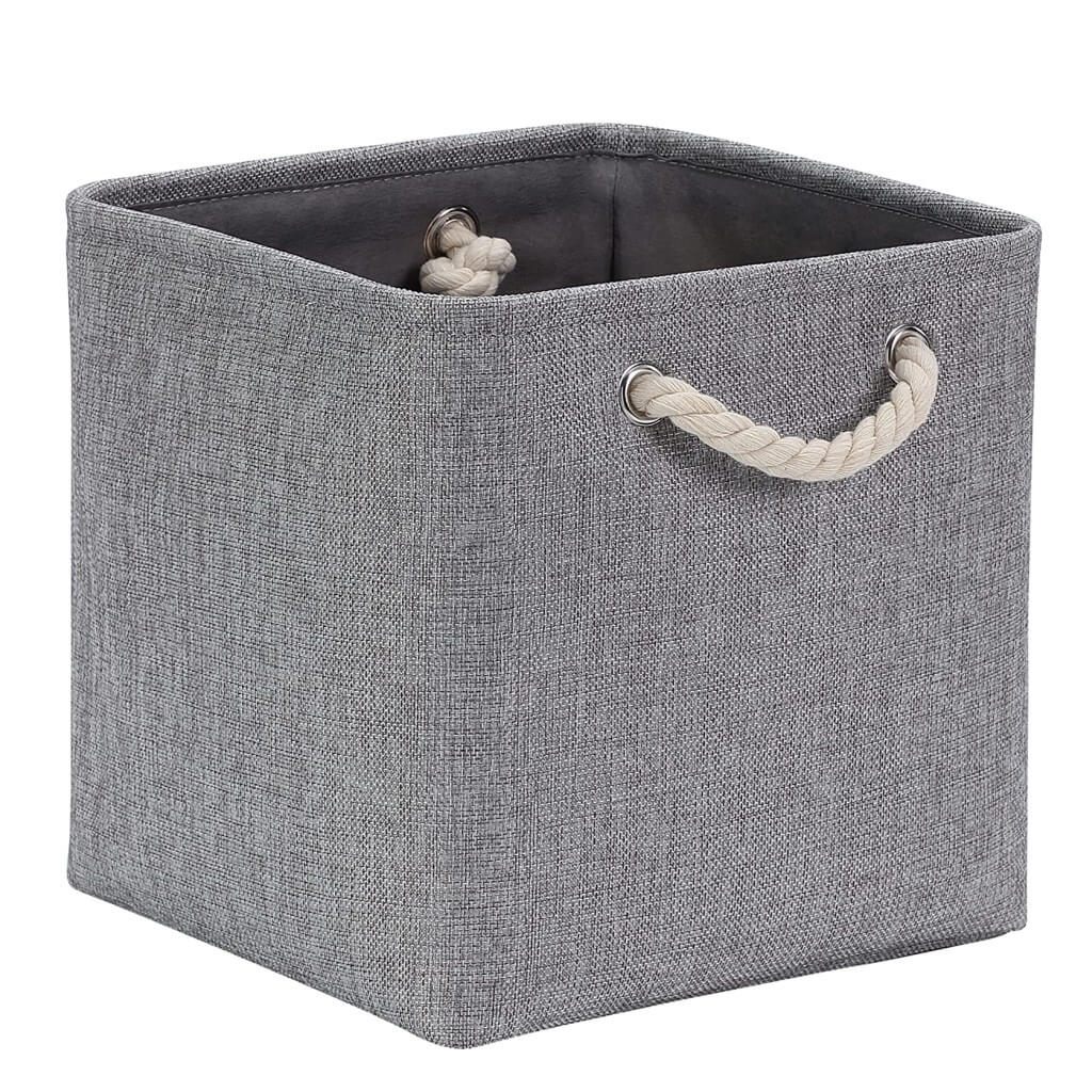 33cm Fabric Cube Box Storage Basket Grey with Soft Rope Handle - Image 8