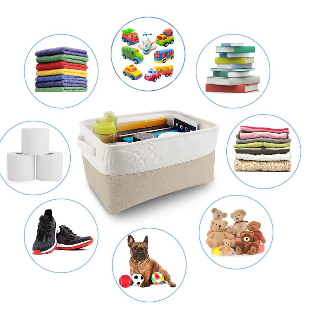 Canvas Storage Box with Handles & Drawstring Set of 3 - Image 14