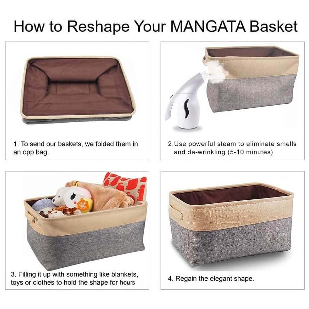 Canvas Storage Box with Handles & Drawstring Set of 3 - Image 34