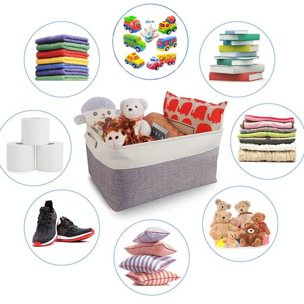 Canvas Storage Box with Handles & Drawstring Set of 3 - Image 36