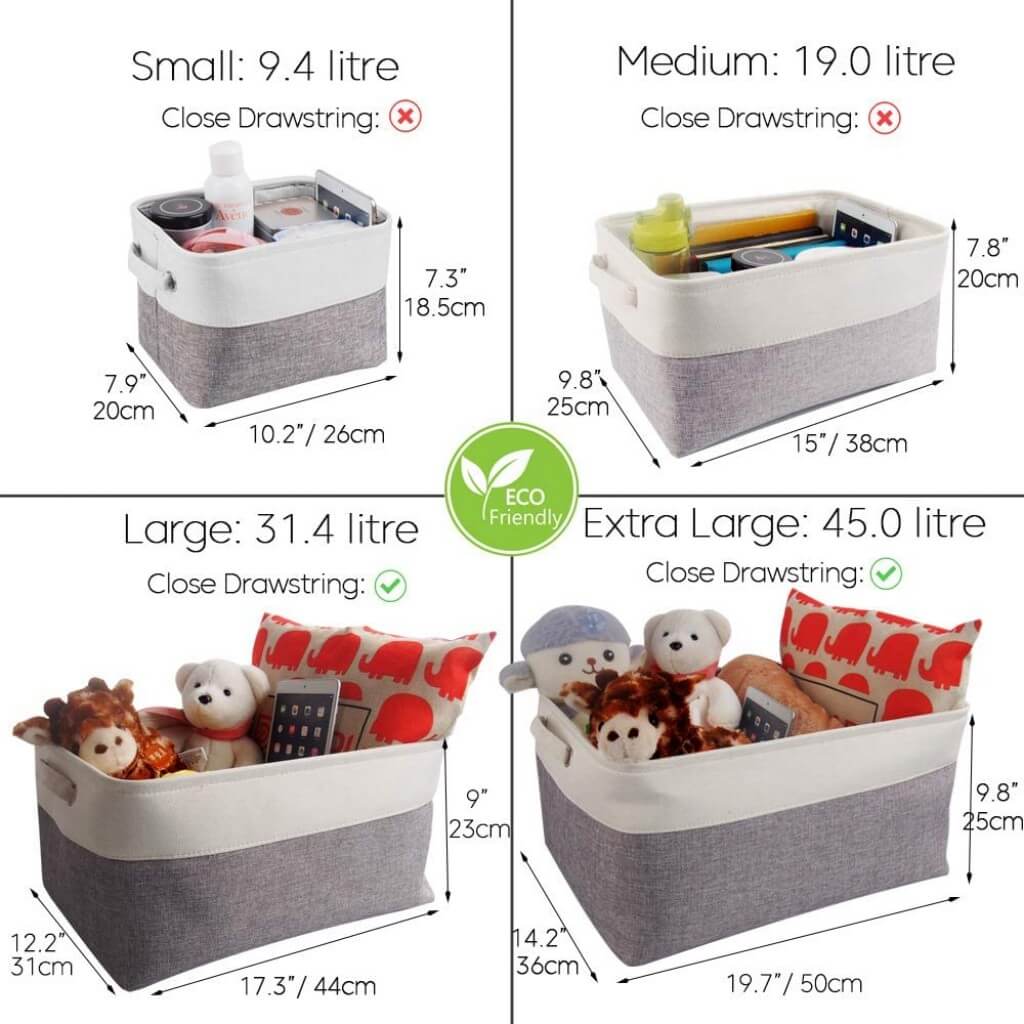 Canvas Storage Box with Handles & Drawstring Set of 3 - Image 37
