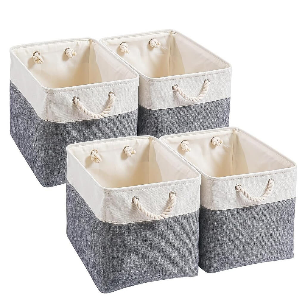 Canvas Box for Cube Storage Cold Grey White - Image 8