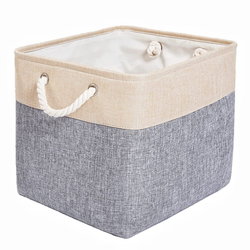33 x 38 x 33cm Large Foldable Storage Boxes Grey Beige - Image 7