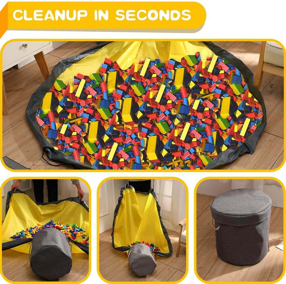 Durable Toy Storage Basket Organizer Bag And Play Mat - Image 11