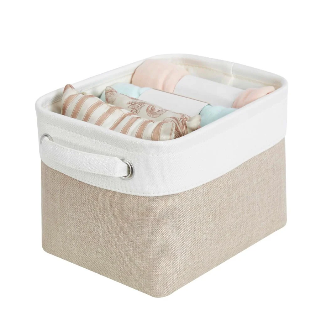 Fabric Storage Baskets – [1/3/4-Piece Set] Light Khaki & White - Image 50
