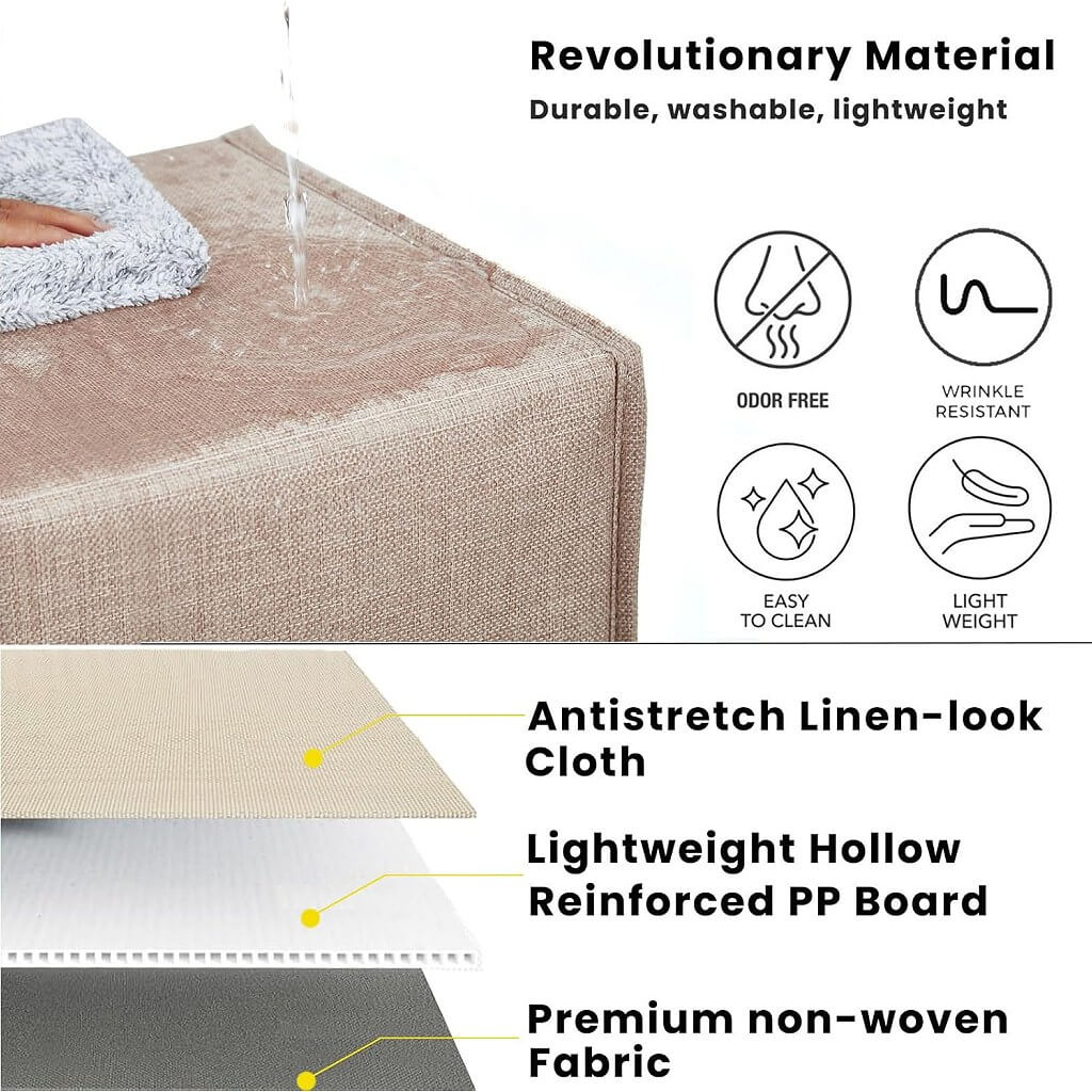 Fabric Storage Boxes Light Khaki – Kallax Compatible - Image 44