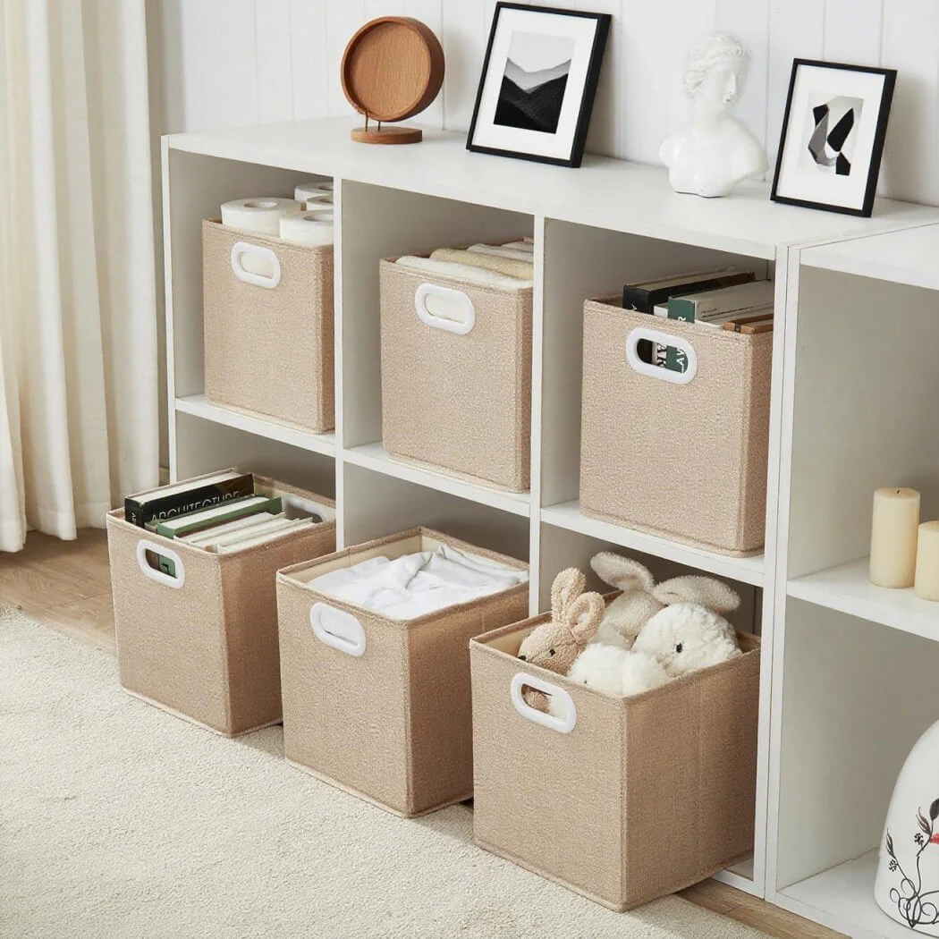 Fabric Storage Boxes Light Khaki – Kallax Compatible - Image 5