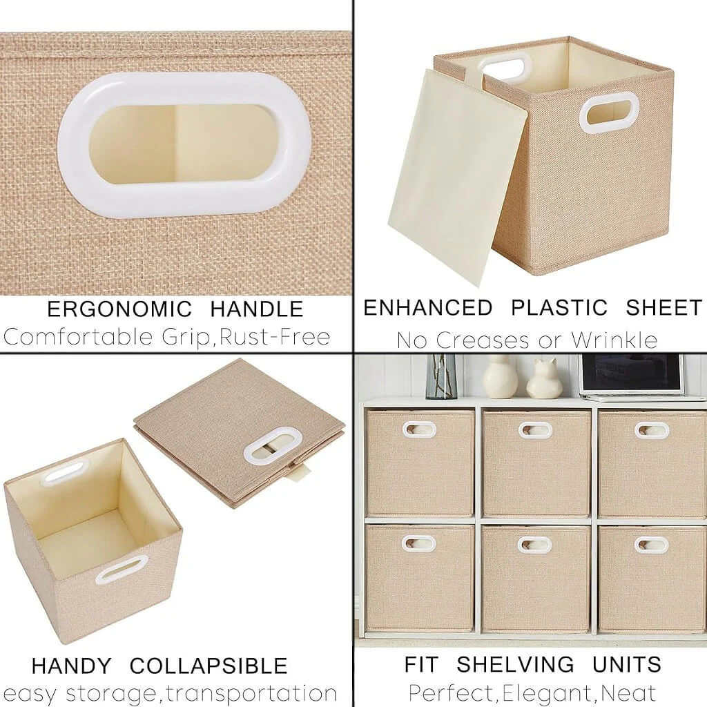 Fabric Storage Boxes Light Khaki – Kallax Compatible - Image 54