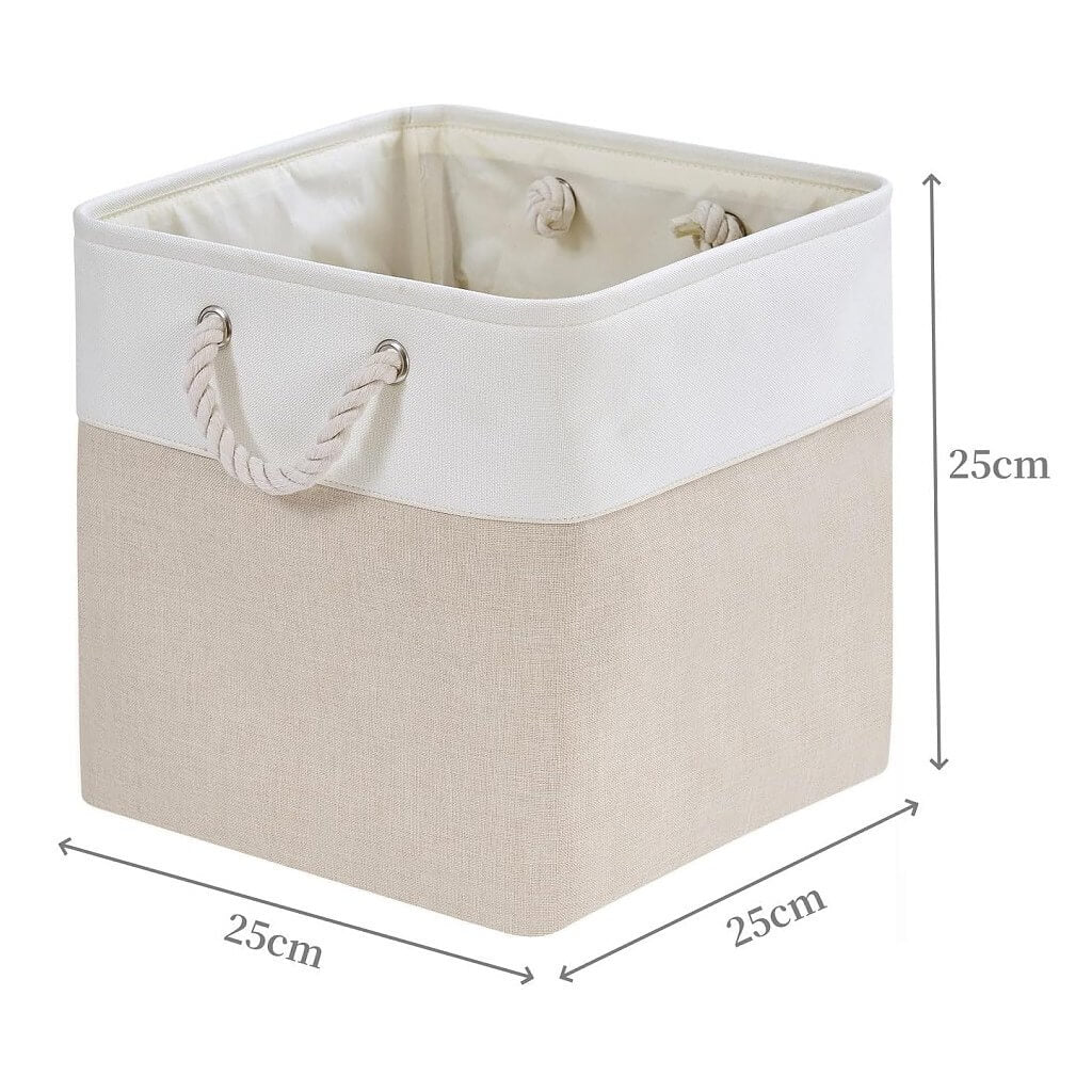 Fabric Storage Boxes with Rope Handles – Cube Kallax-compatible Washable Light Khai White - Image 60