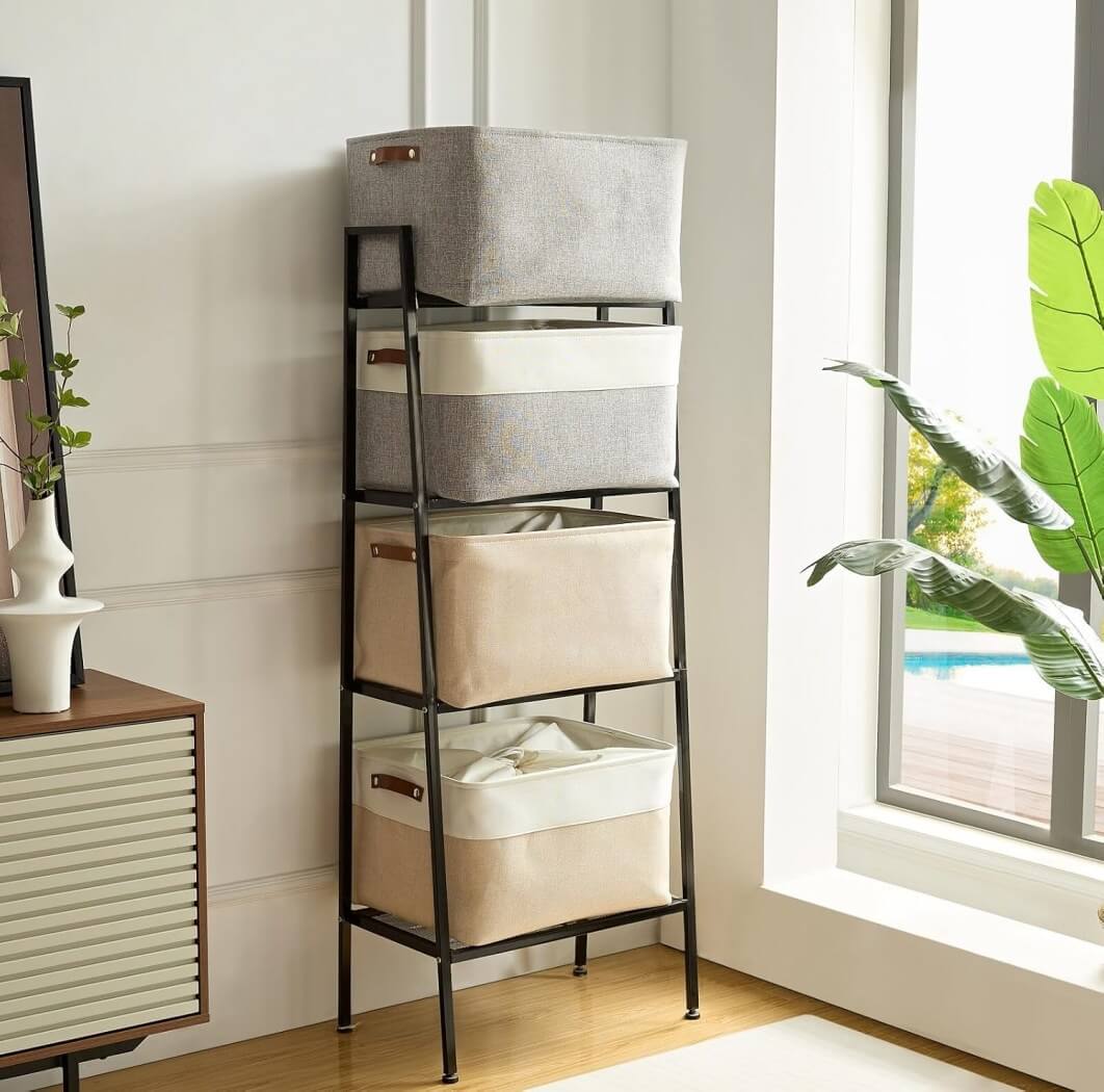 Foldable Fabric Storage Boxes with Handles (Light Khaki) 1/3/4-Pack - Image 48