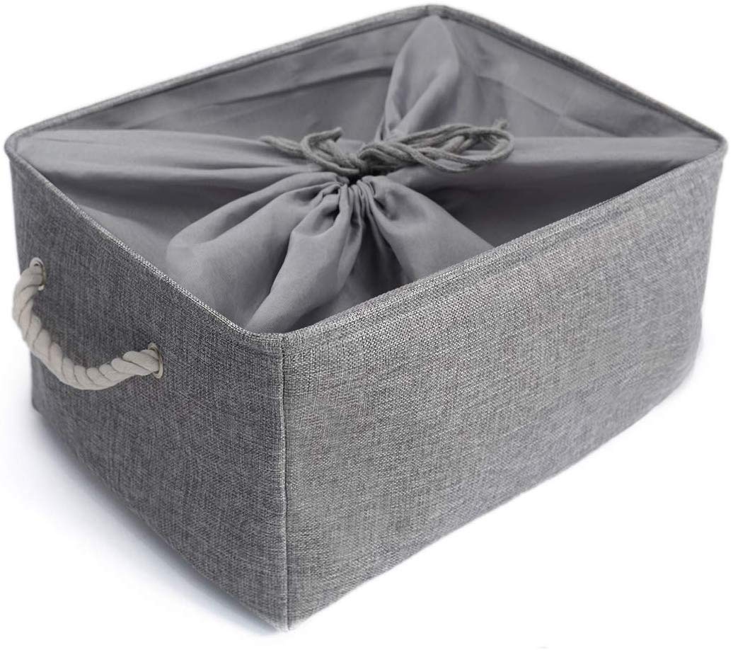 Grey Storage Basket with Leather Handle - Image 69