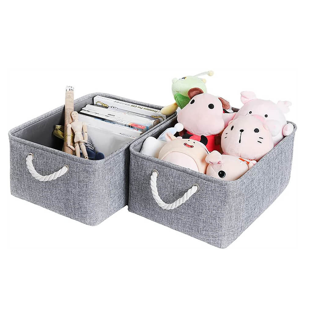Grey Storage Basket with Leather Handle - Image 74