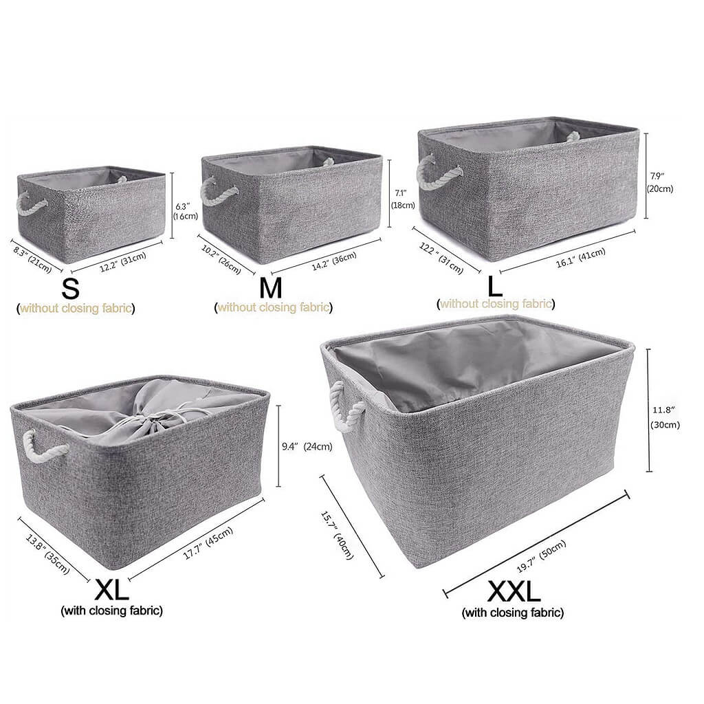 Grey Storage Basket with Leather Handle - Image 78