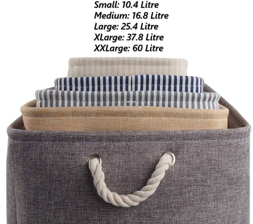 Grey Storage Basket with Leather Handle - Image 81