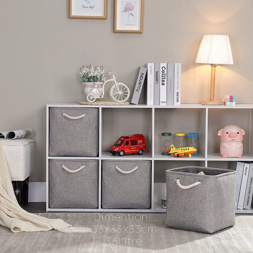 Grey Storage Baskets with rope handles - Image 11