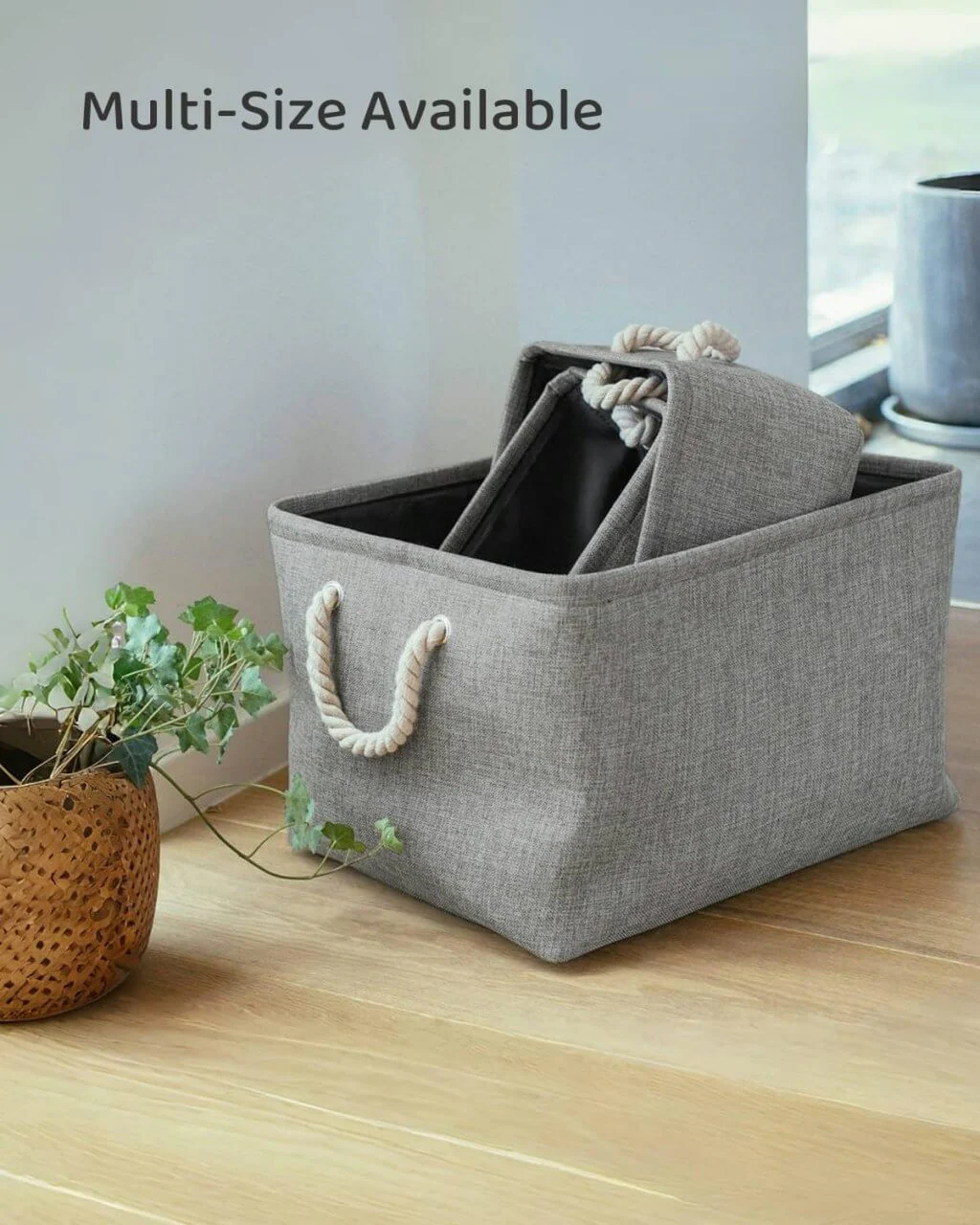 Grey Storage Baskets with rope handles - Image 37