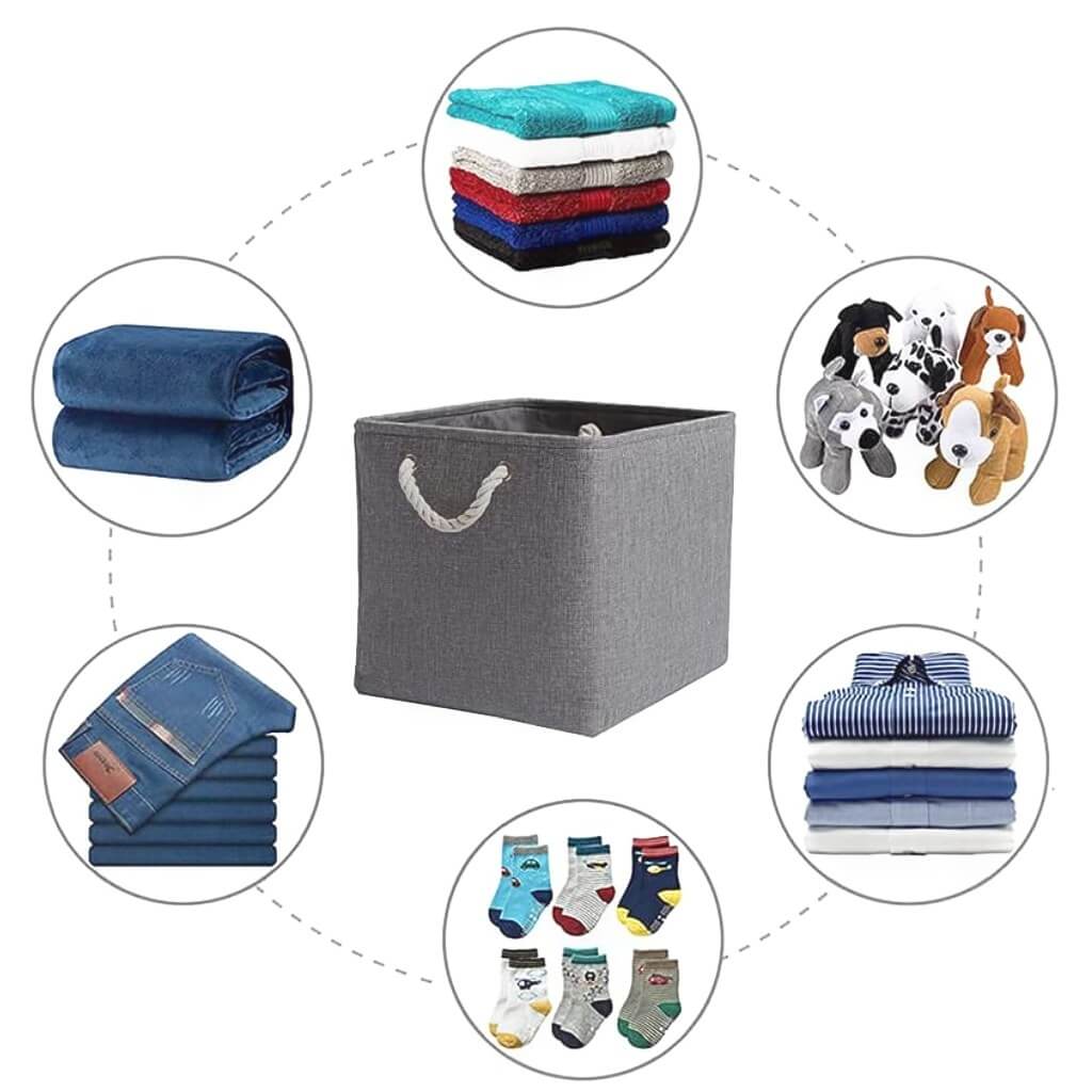 Grey Storage Baskets with rope handles - Image 7