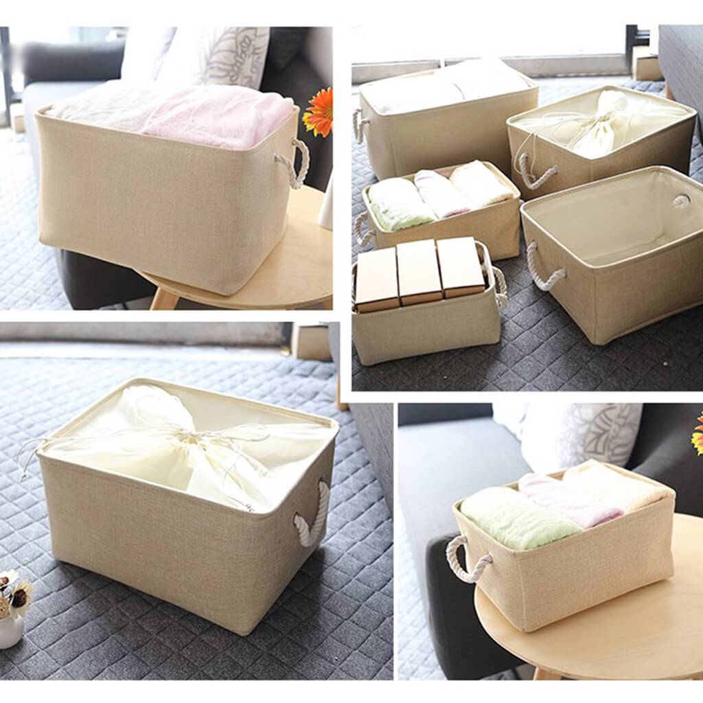 Jumbo Beige Storage Box with Drawstring - Image 5