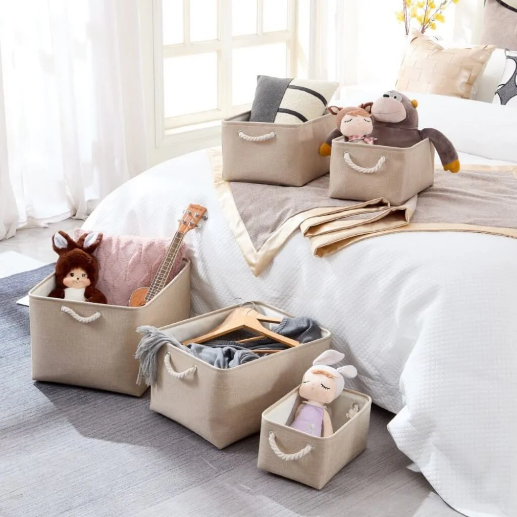 Fabric Storage Boxes Light Khaki - Image 26