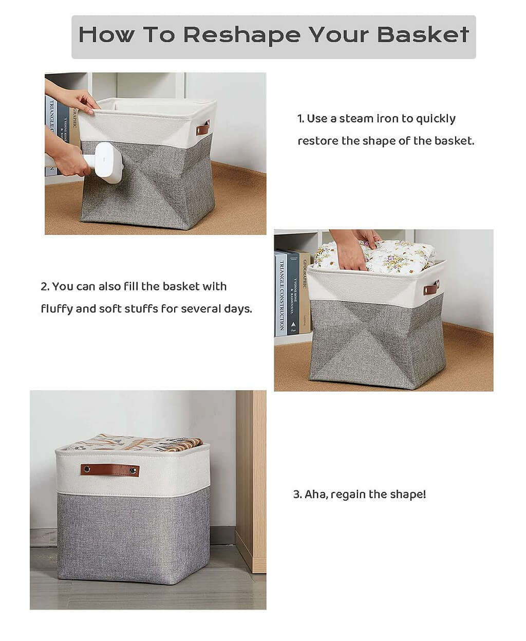 Storage Cubes Boxes 33cm with Leather Handles (33 * 33 * 33cm) - Image 25
