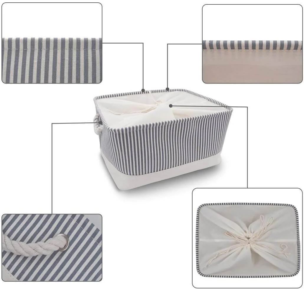 Stripe Thickened Canvas Storage Box - Image 26
