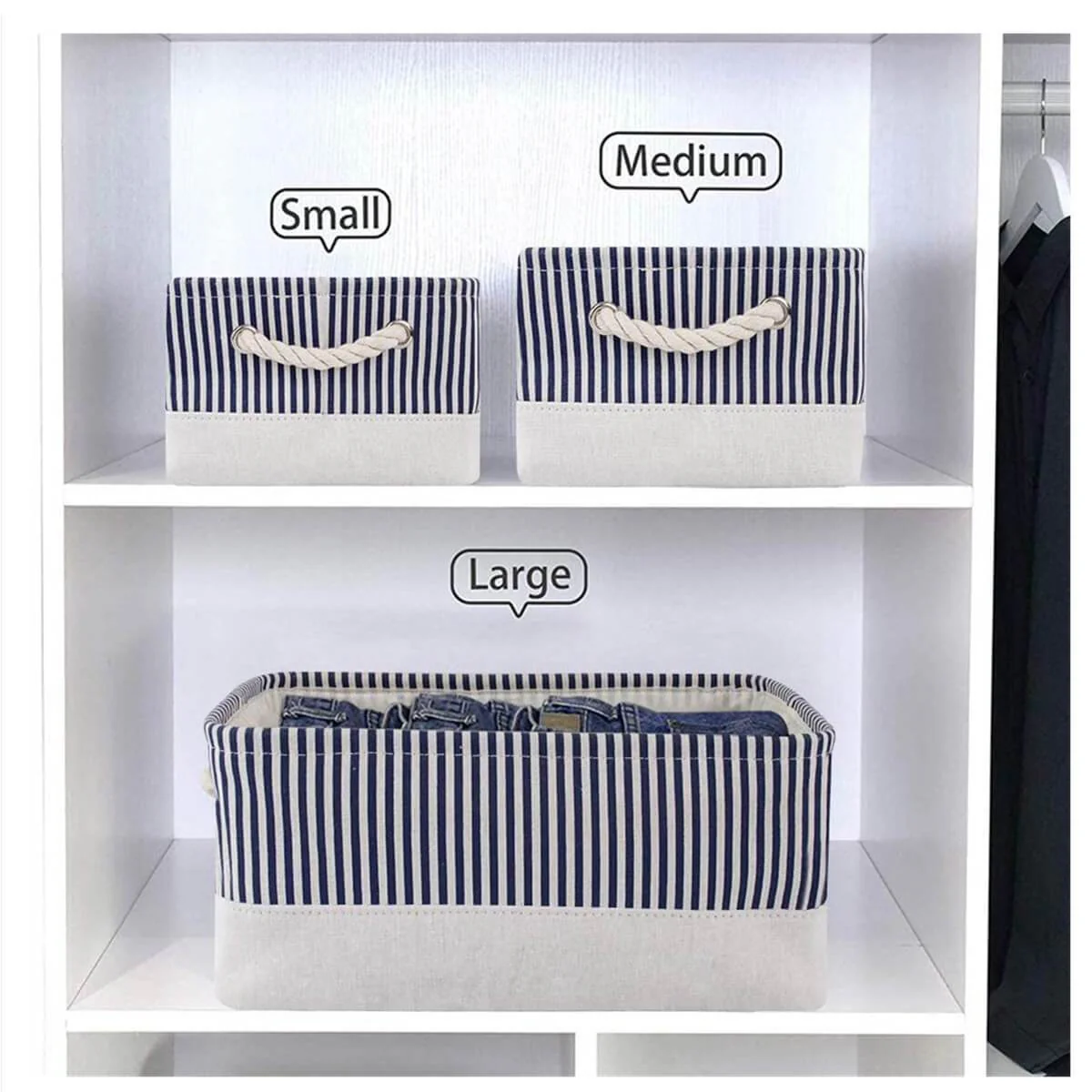 Stripe Thickened Canvas Storage Box - Image 3