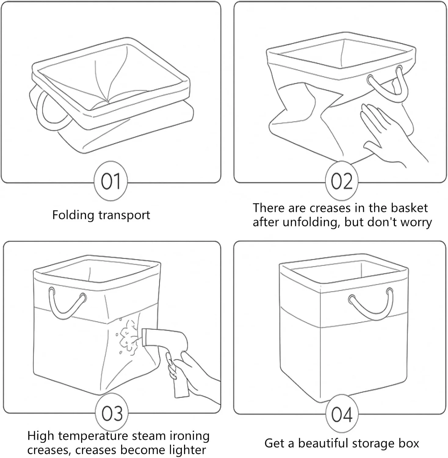 White Light Khaki Storage Cube Boxes with Rope Handles - Image 12